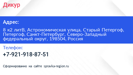 Дикур - визитка