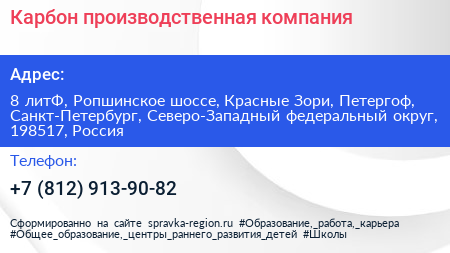 Карбон производственная компания - визитка