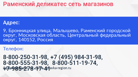 Раменский деликатес сеть магазинов - визитка