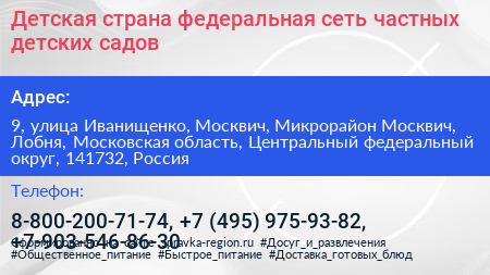 Детская страна федеральная сеть частных детских садов - визитка