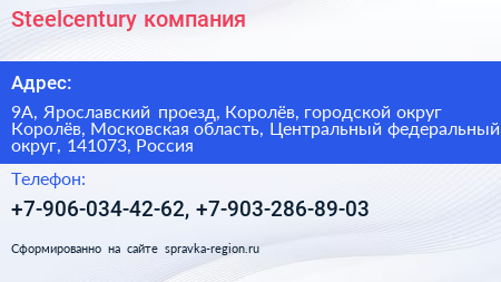 Steelcentury компания - визитка