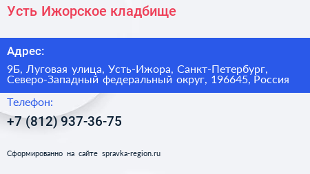 Усть Ижорское кладбище - визитка