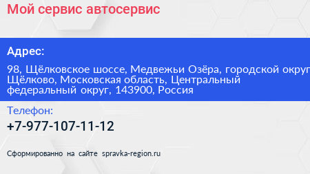 Мой сервис автосервис - визитка
