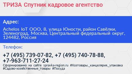 ТРИЗА Спутник кадровое агентство - визитка