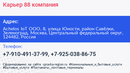 Карьер 88 компания - визитка