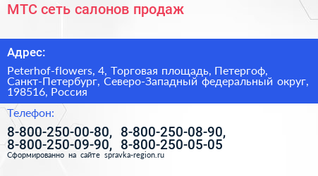 МТС сеть салонов продаж - визитка