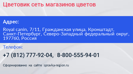 Цветовик сеть магазинов цветов - визитка