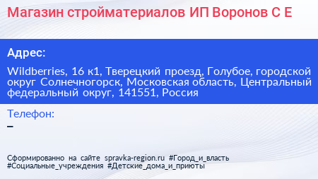 Магазин стройматериалов ИП Воронов С Е  - визитка