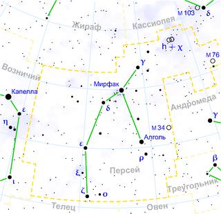 Алголь (β Персея) — затменная переменная звезда, представляет глаз Медузы Горгоны в изображении созвездия… Фото 2 