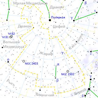 В созвездии Жирафа мерцает углеродная звезда (на илл.). Фото 1 