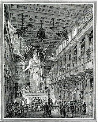 Для изготовления хрисоэлефантинной скульптуры «Афина Парфенос» (на изображении) потребовалось около тонны золота. Фото 2 